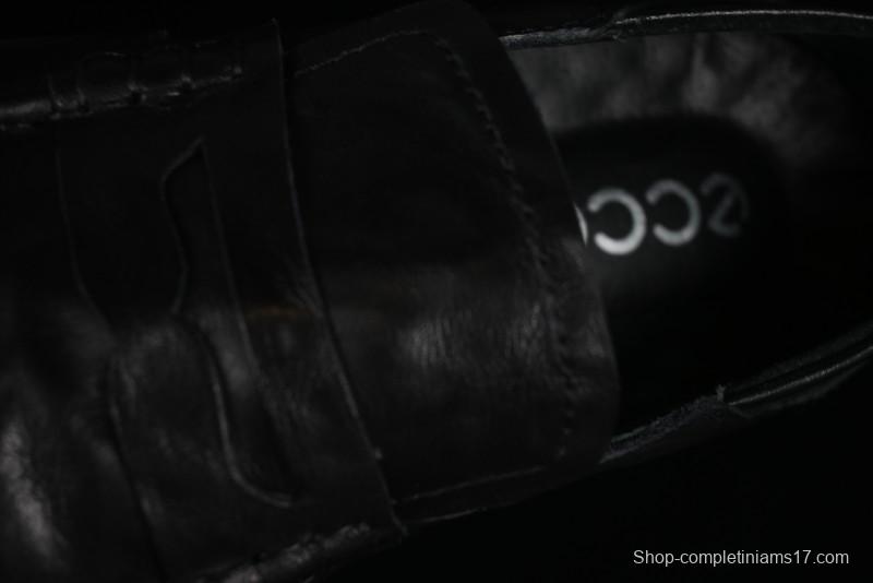 ECCO Soft Moc Summer Genuine Leather Breathable Slip-On Driving Shoes - 63516801001