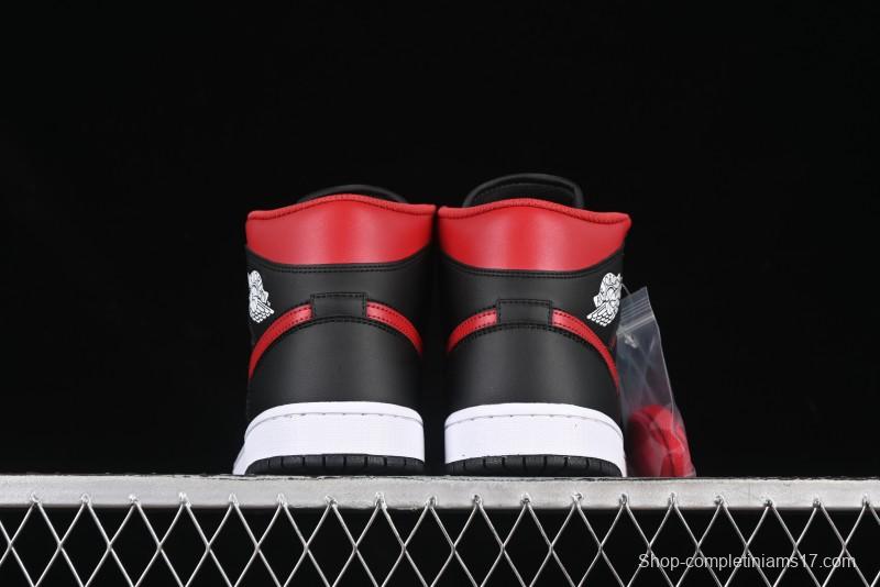 Nike Air Jordan 1 Mid AJ1 Black Red Mid-Top Casual Sneakers - DQ8426-067