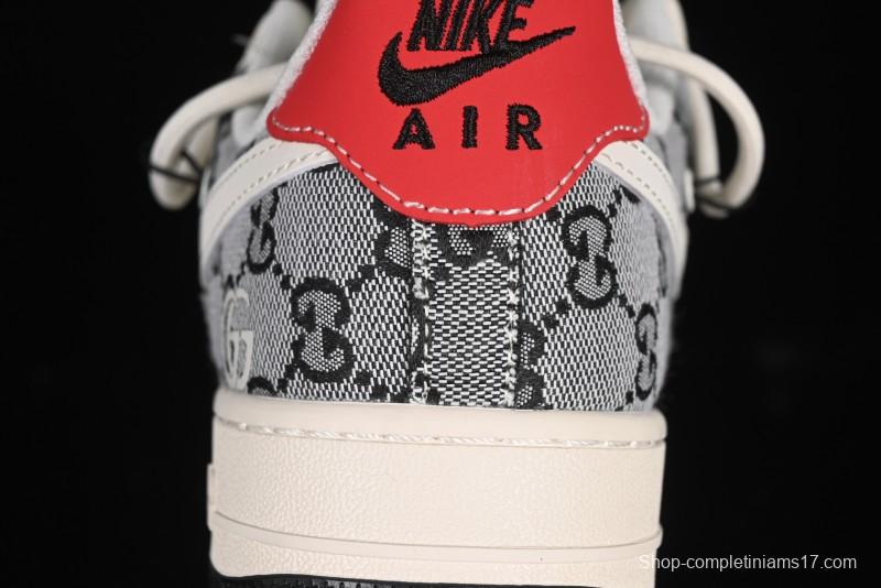 Nike Air Force 1'07 Low Gucci Collaboration Grey Pattern Drawstring Casual Sneakers - YX5066-319