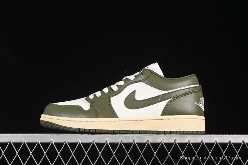 Nike Air Jordan 1 Low AJ1 Military Green White Casual Lifestyle Sneakers - DC0774-122