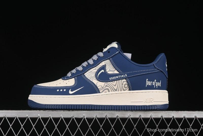 Nike Air Force 1'07 Low FOG Collaboration Beige Blue Ripple Casual Sneakers - KK1988-079