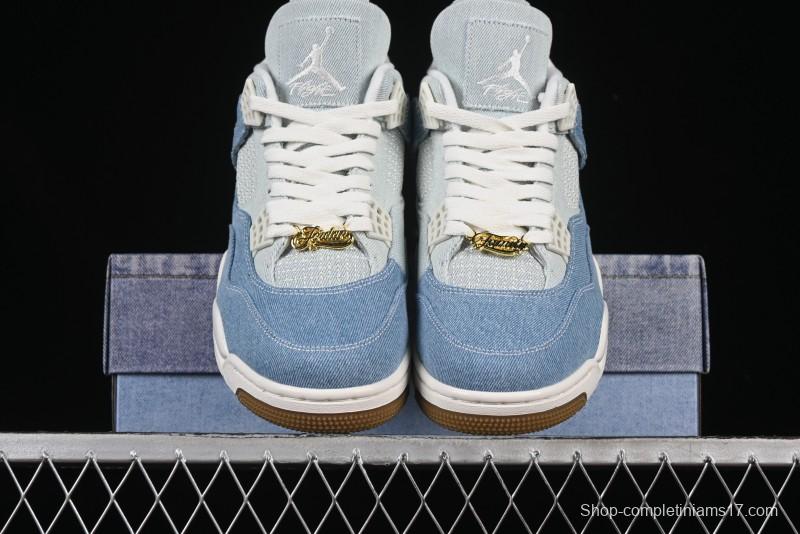 Nike Air Jordan 4 Retro Denim "Worn Blue" Sneakers with Distressed Wash Finish - IB6716-100