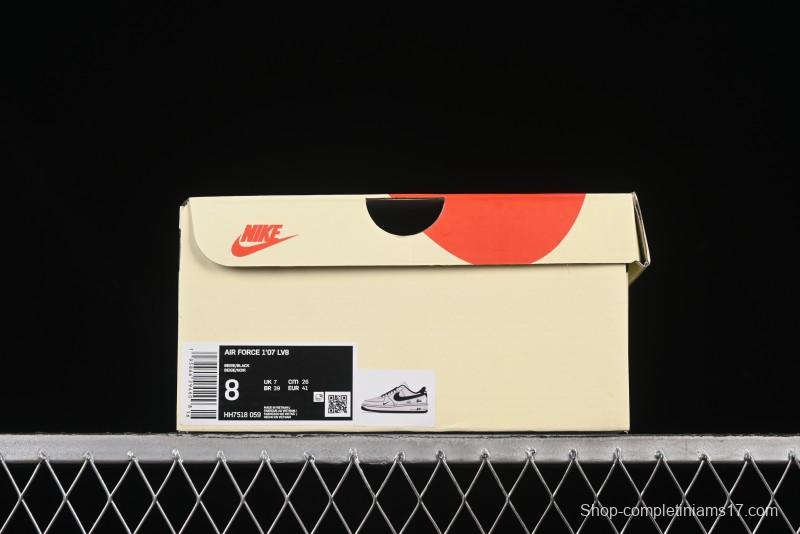 Nike Air Force 1'07 Low Stussy Collaboration Black Swoosh Casual Sneakers - HH7518-059