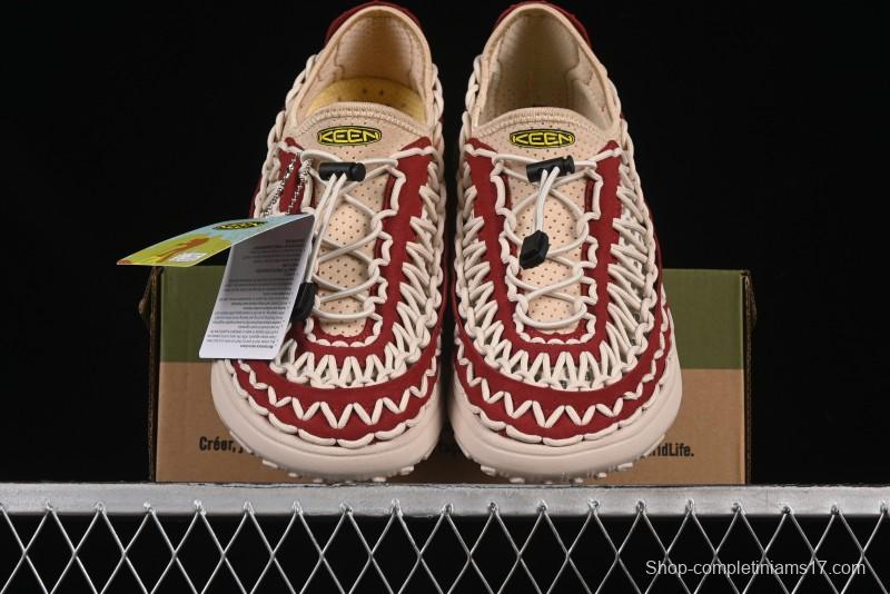 Keen Uneek Flat-M Woven Elastic Strap Outdoor Water Sports Sandals - 1014097 RED