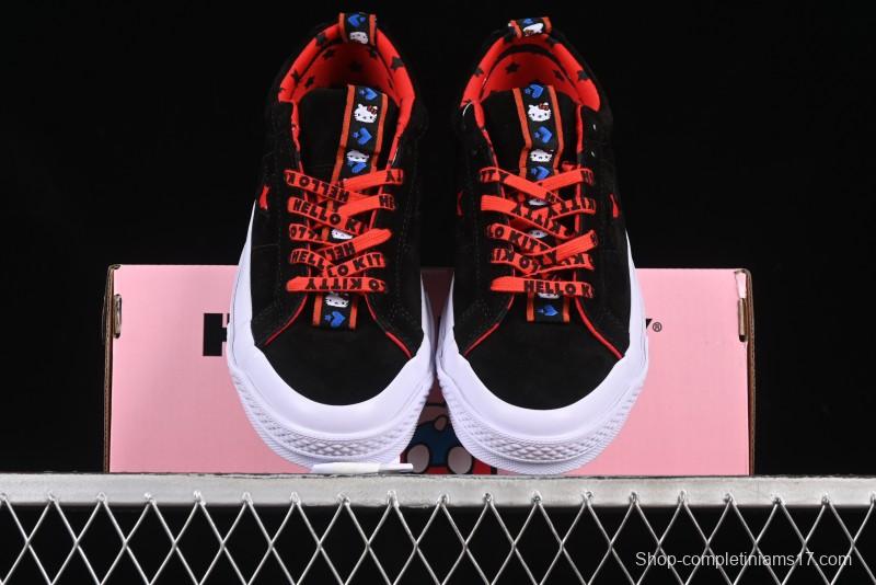 Converse One Star Low Top Casual Sneakers with Hello Kitty Collaboration - Pink Star and Embroidered Bow Design - 163904C