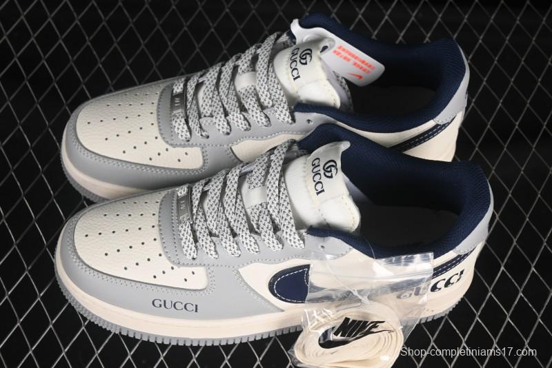 Nike Air Force 1 '07 Low Gucci Collaboration Grey Blue Swoosh Casual Sneakers - XS1958-543