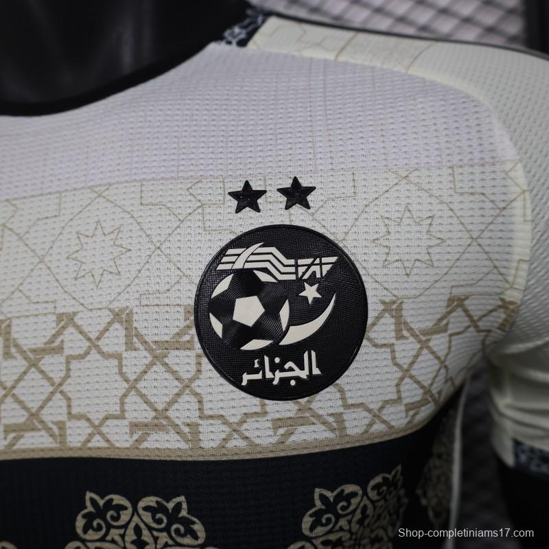 Player Version 2025 Algeria White with Islamic Geometric Pattern Jersey