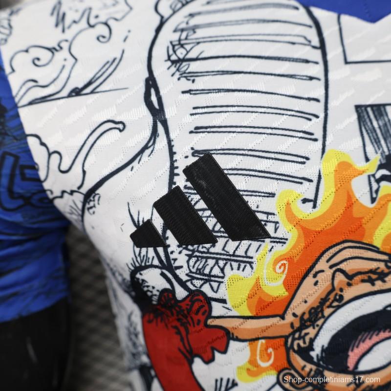 Player Version 2025 Japan Blue/White with One Piece Manga Jersey