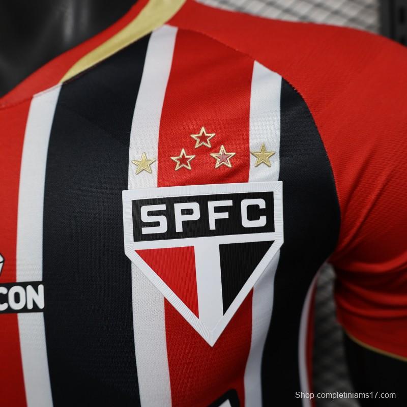 Player Version 25/26 Sao Paulo Home Jersey With Full Sponsors