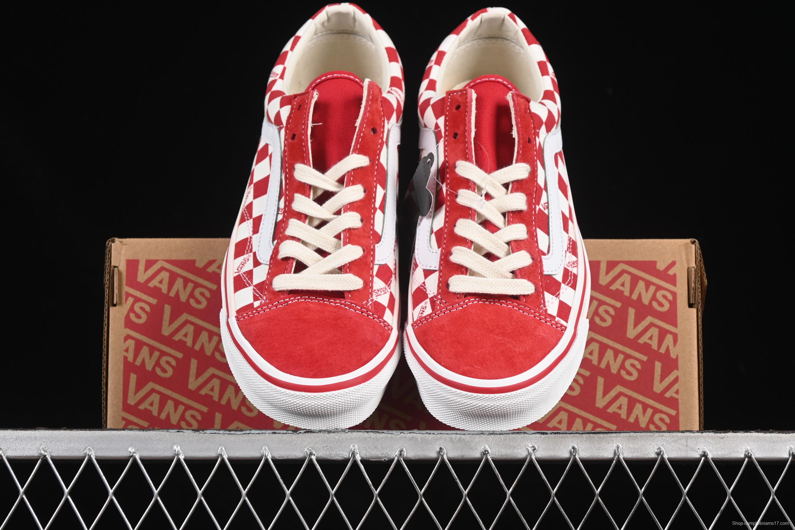 Vans Old Skool 36 LX-BMX Classic Skate Shoes in White Red Checkerboard - VN000D57ERM