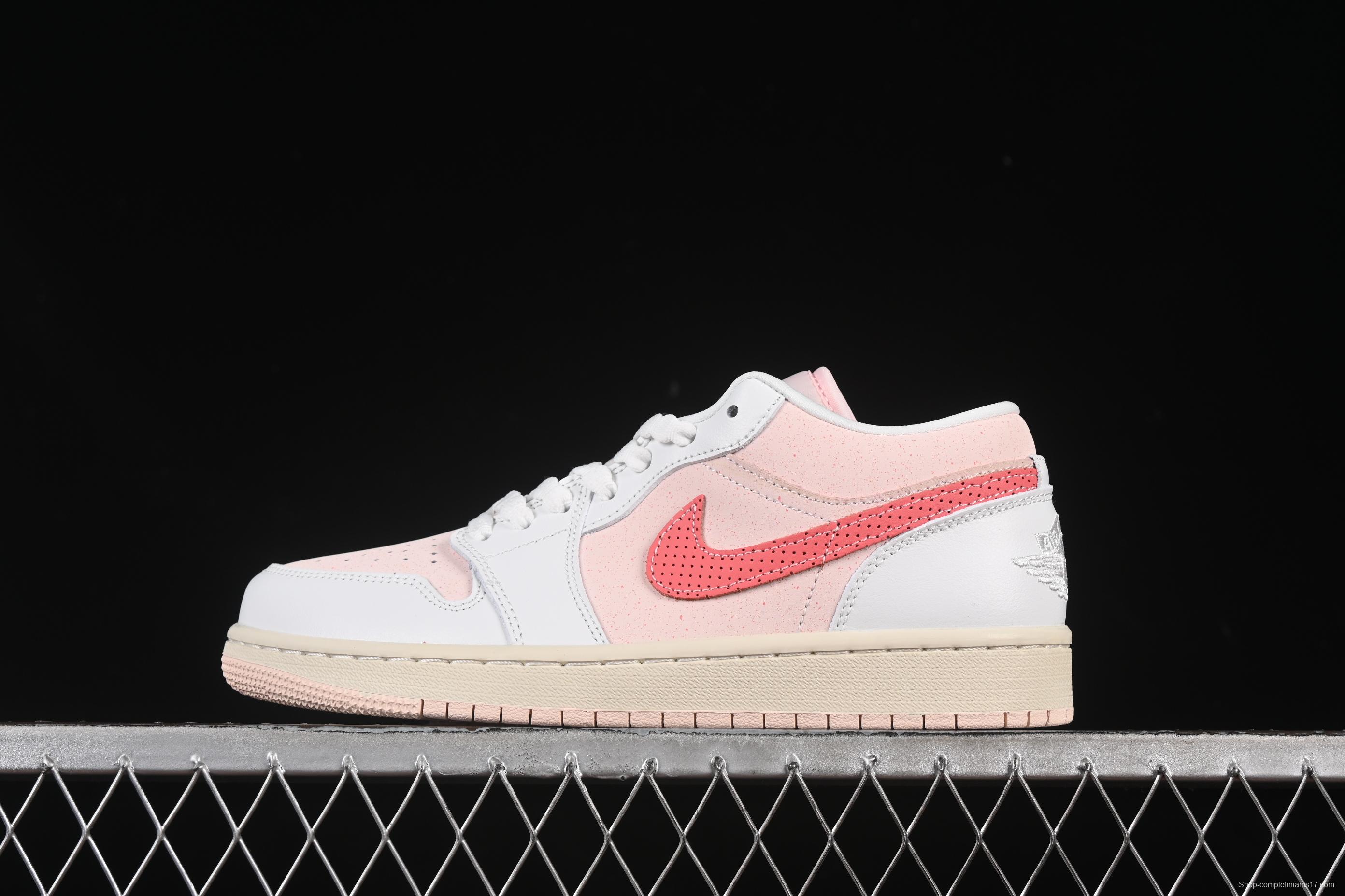 Nike Air Jordan 1 Low AJ1 White Pink Low-Top Casual Lifestyle Sneakers - IB8156-133