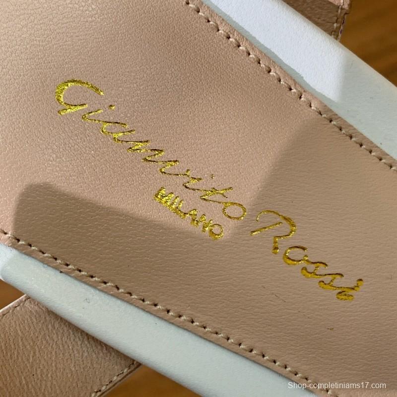 2025 Women Gianvito Rossi White Leather Cork Platform Sandals