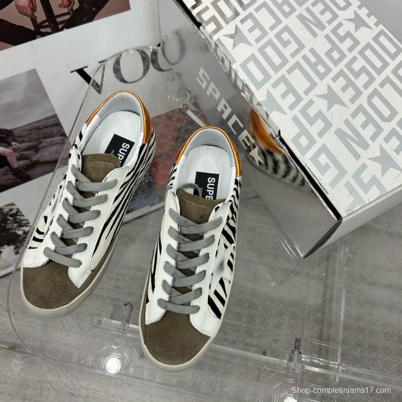 2025 Women GGDB White Black Zebra Leather Suede Sneakers