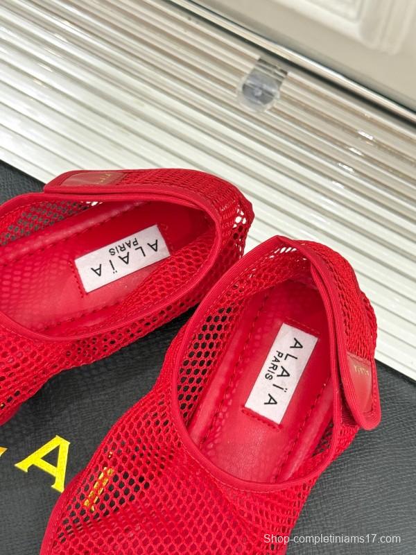 2025 Women YSL Red Mesh Sandals