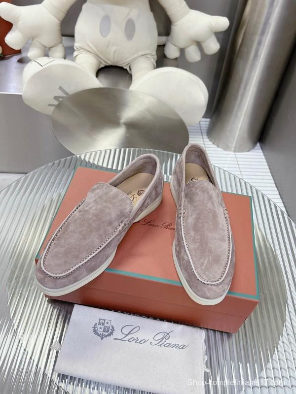 2025 Unisex Philipp Plein Taupe Calf Suede Loafers Soft Latex Sole LY00260