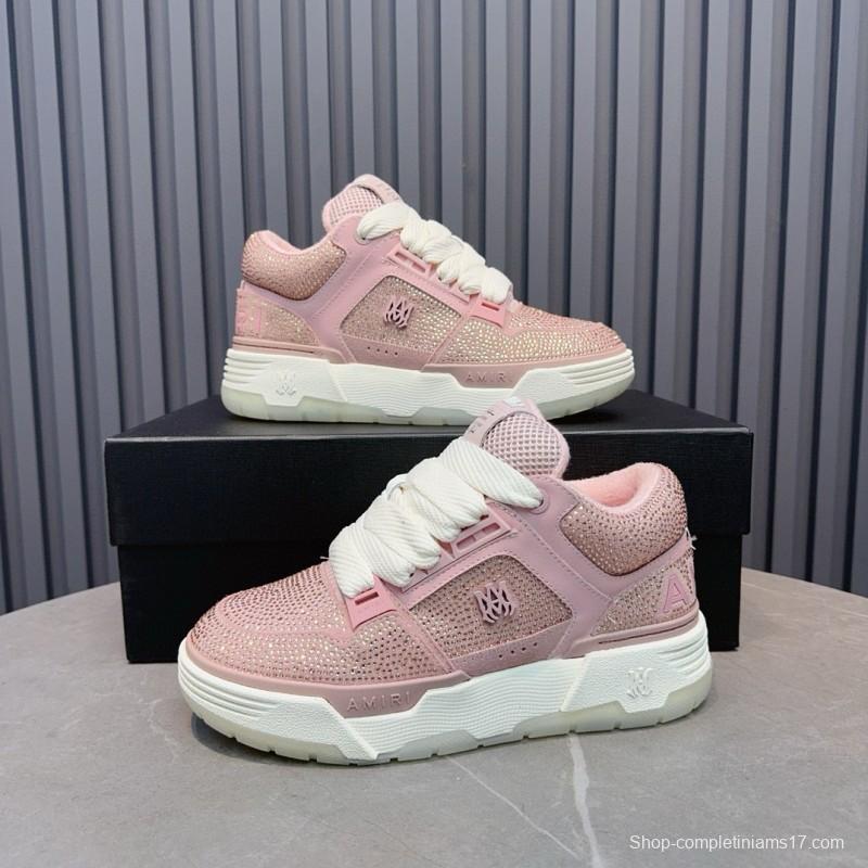 2024 Women Amiri pink mesh leather sneakers MJ00410