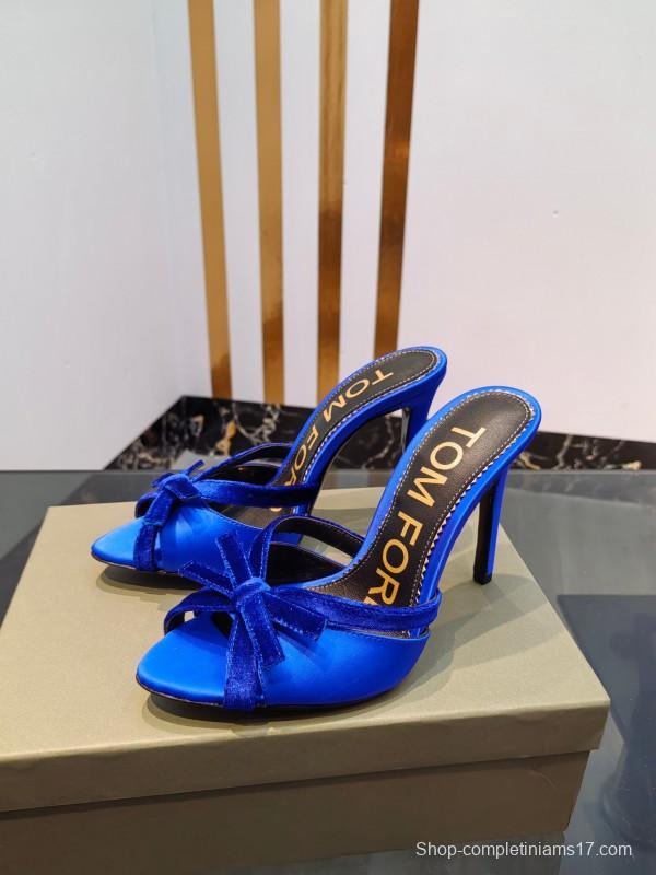 2025 Women TOM FORD Blue Velvet High Heel Mules