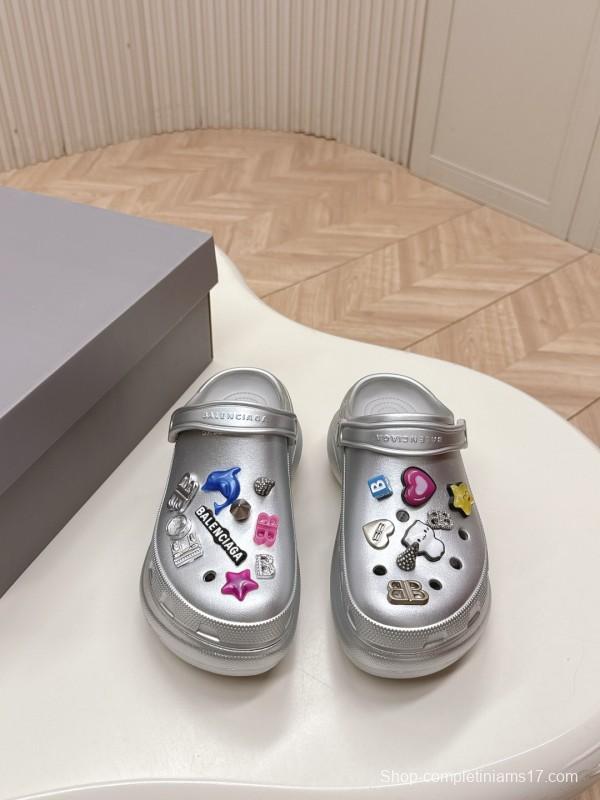 2025 Unisex Balenciaga Silver EVA Rubber Clog Embellished LY00330(F)/LY00340(M)