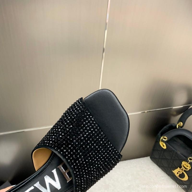 2025 Women Loewe Black Leather Heels LY00240