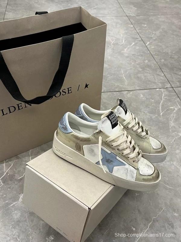 2024 Unisex GGDB White Beige Light Blue Leather Suede Sneakers MJ00260