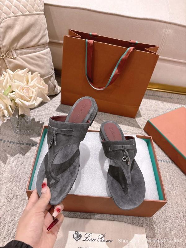 2025 LP Gray Suede Slippers Ly00250