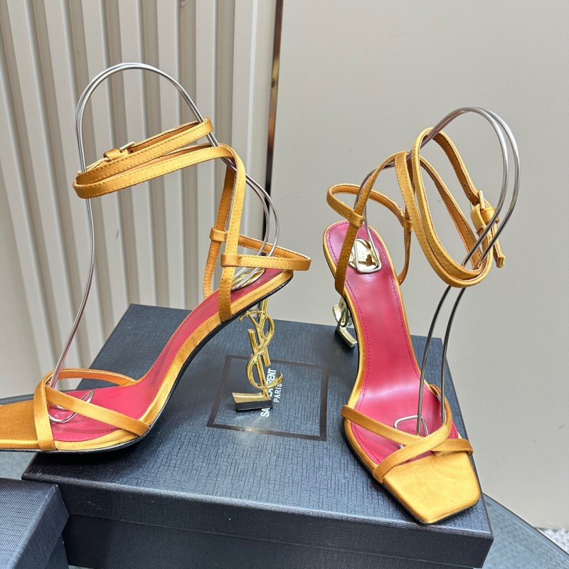 2025 Women Yves Saint Laurent Yellow Leather Sandals