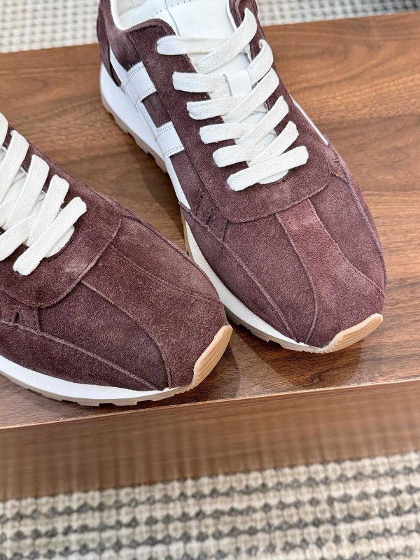 2025 Unisex HOGAN Burgundy White Suede Leather Sneakers