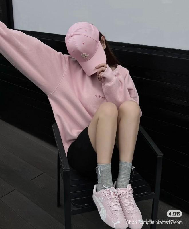 2025 Women Puma Pink White Suede Sneakers