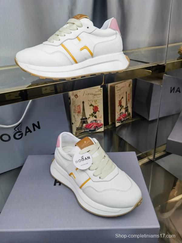 2025 Women HOGAN White Pink Leather Sneakers LY00360