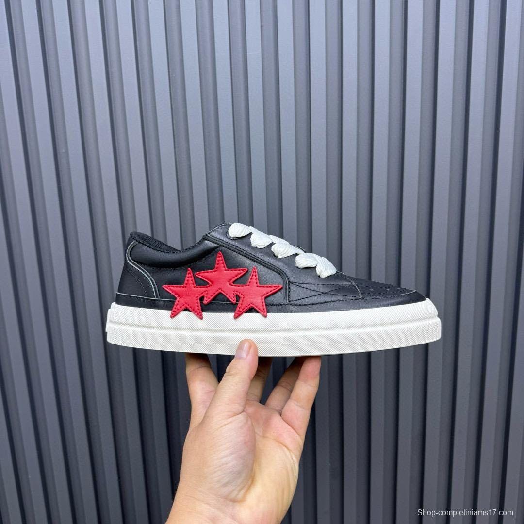 2024 Unisex Amiri Black Red Leather Sneakers MJ00300
