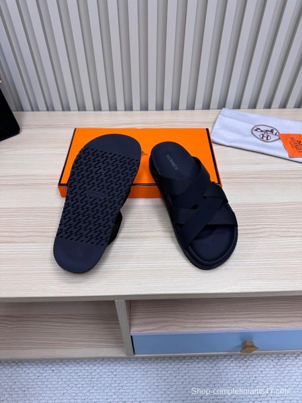 2025 Men HERMÈS Brown Leather Sandals