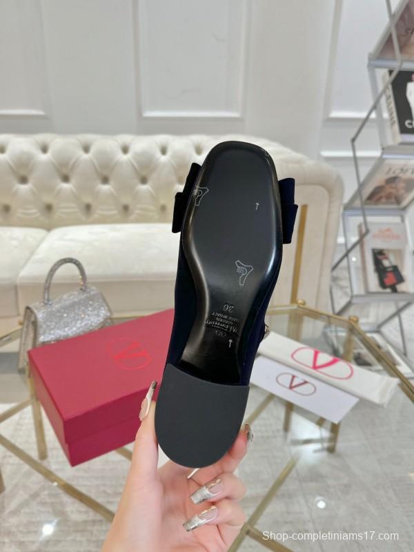 2025 Women Valentino Black Fabric Mary Jane Bow LY00300