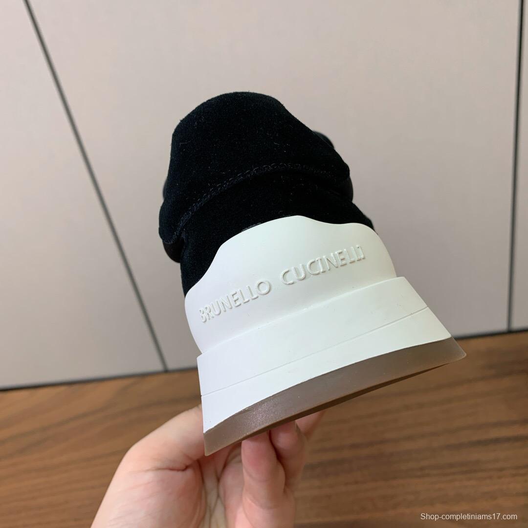 2025 Unisex Brunello Cucinelli Black Suede Leather Sneakers LY