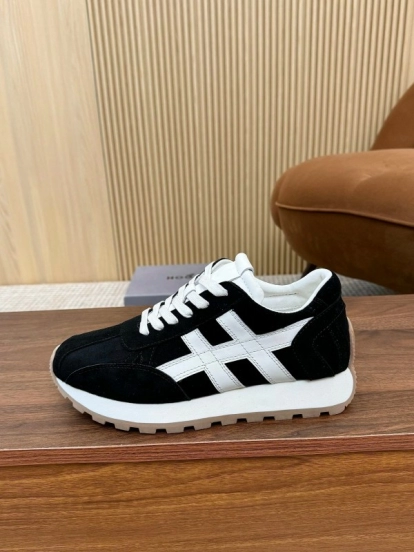 2025 Unisex HOGAN Black White Suede Leather Sneakers