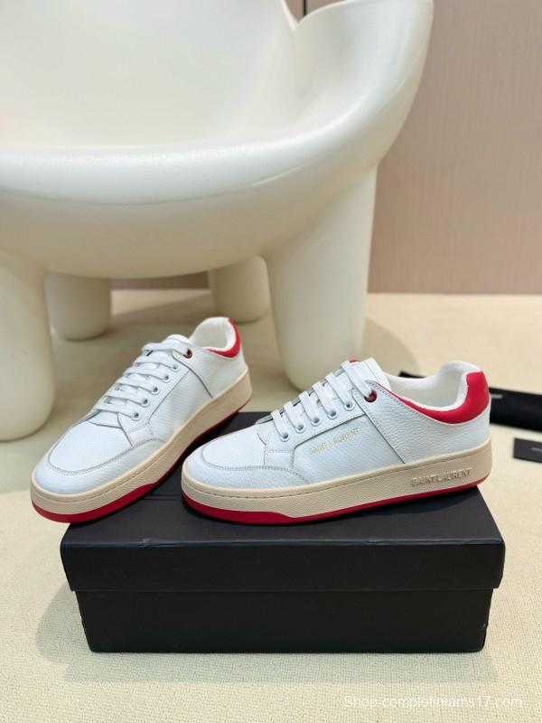 2024 Unisex Yves Saint Laurent White Red Leather Casual SL61 MJ00350