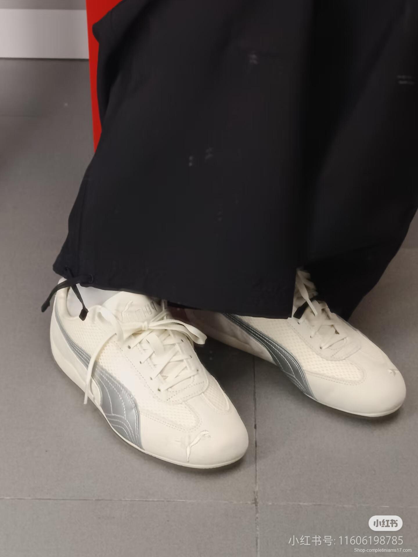 2025 Unisex Puma Milk White Grey Suede Mesh Sneakers SPEEDCAT KFY00260