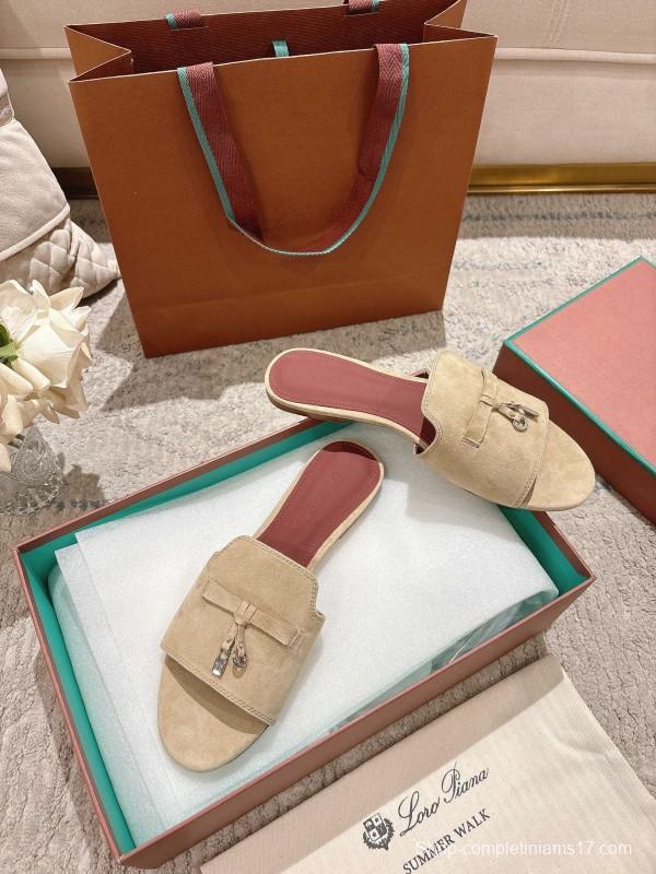 2025 Women LP Beige Suede Slippers