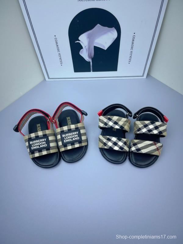 2025 Kids Burberry Beige Black Check Cotton Sandals