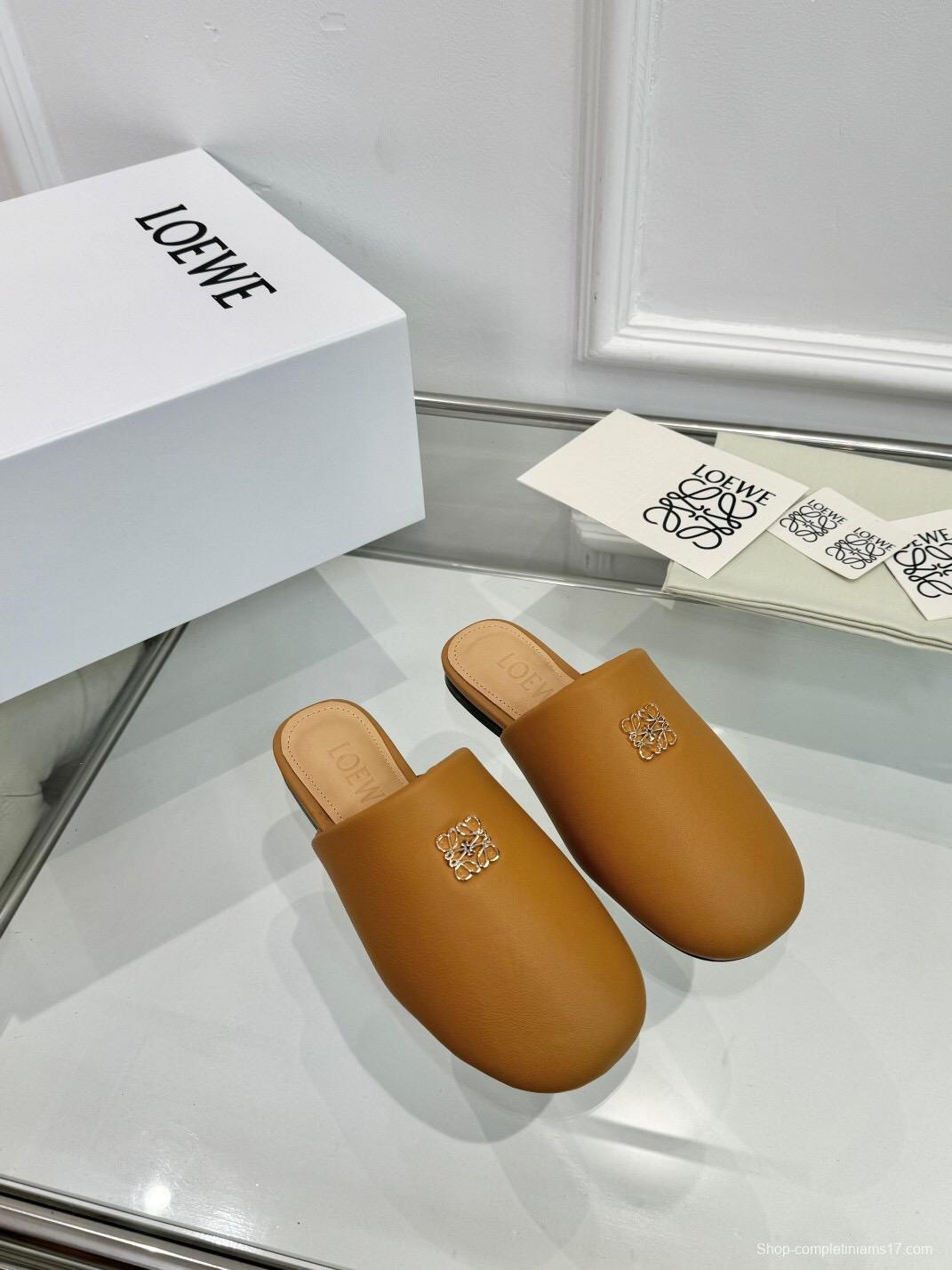 2025 Women Loewe Brown Leather Slippers LY00270