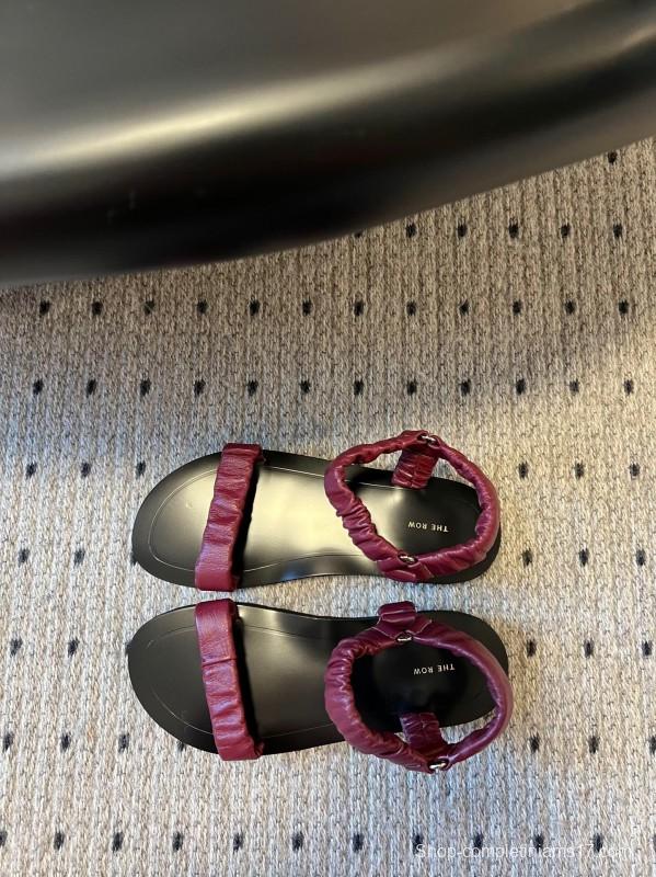 2025 Women The Row Burgundy Leather Sandals