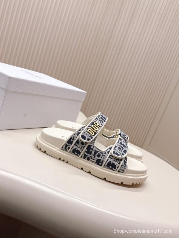 2025 Slippers Dior Blue White Canvas Slippers