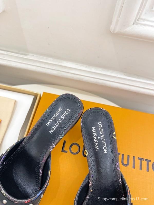 2025 Women Louis Vuitton Multicolor Leather Kitten Heel Studded MJ00290