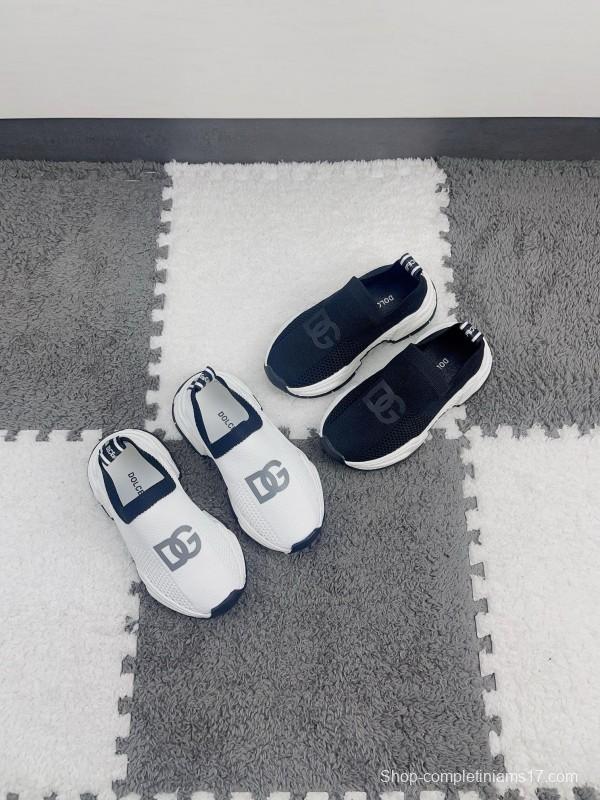 2024 Kids Dolce & Gabbana Black White Mesh Slip-On Sneakers
