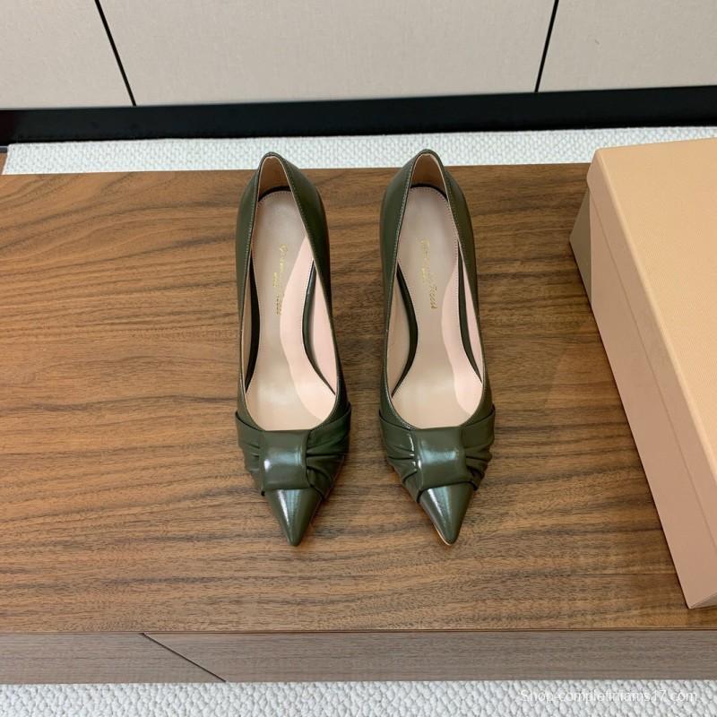 2025 Women Gianvito Rossi Green Patent Leather Pumps KFY00300
