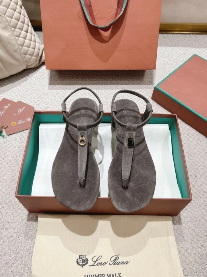2025 Women LP Gray Suede Sandals LY00360
