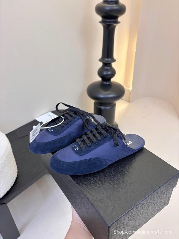 2025 Women Prada Blue Suede Fabric Casual Shoes