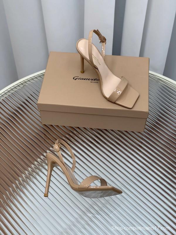 2025 Women Gianvito Rossi Beige Patent Leather Sandals
