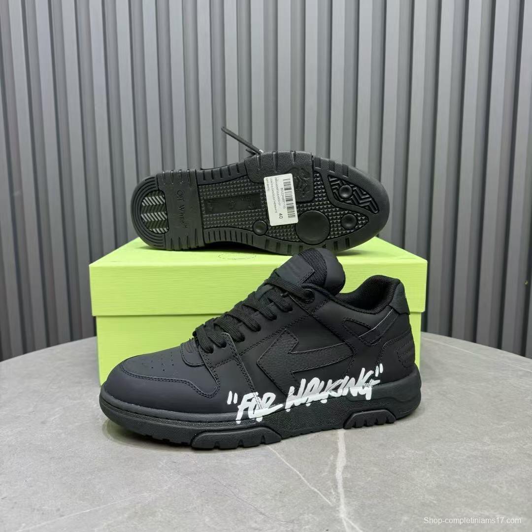 2025 Men OFF WHITE Black Leather Sneakers KFY00320