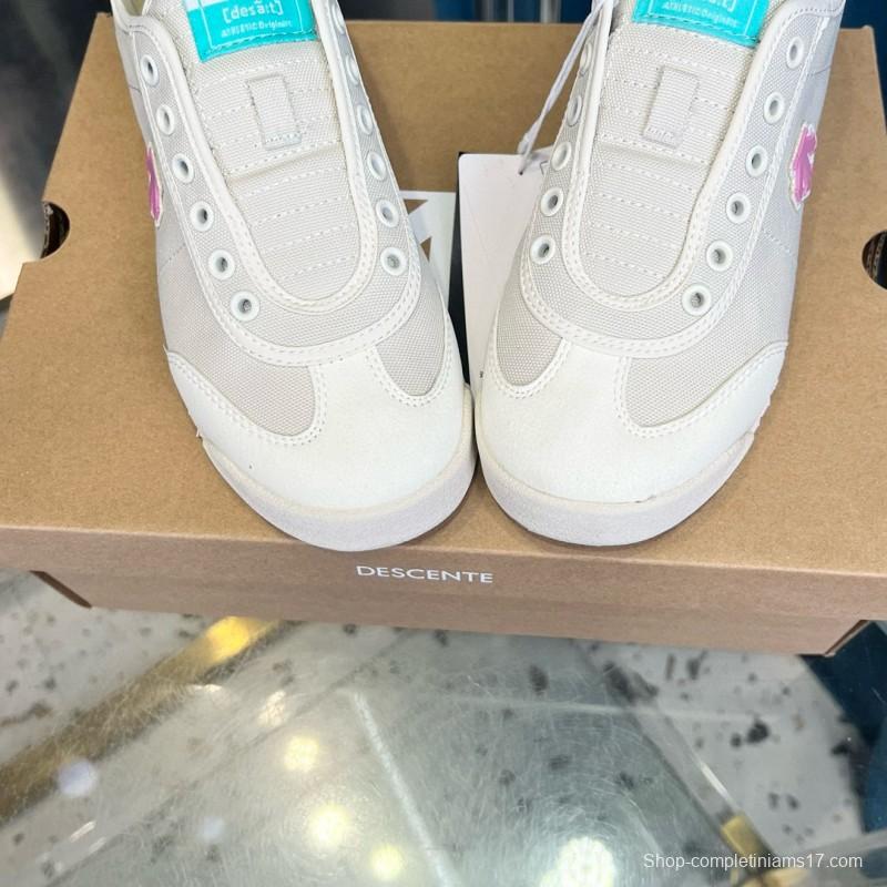 2024 Unisex DESCENTE迪桑特 White Pink Canvas Sneakers