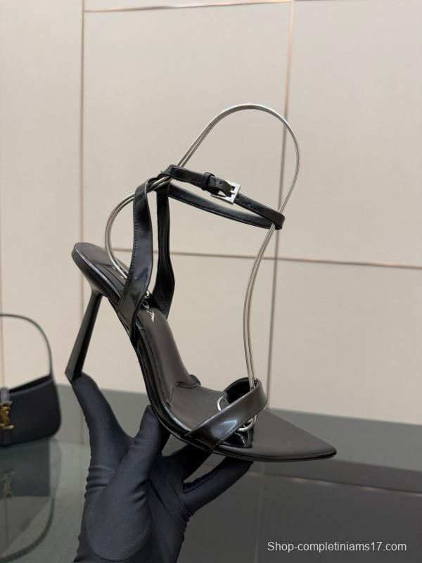 2025 Women Prada Black Leather Heels KFY00290